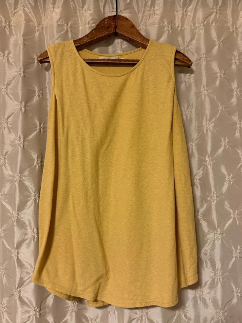 Free People Beach Mustard Yellow Hemp Blend Pleated Back Tank Top